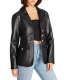 Women's Black Sheep Leather Slim Fit Blazer Jacket