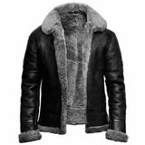 Men's RAF Bomber Aviator Real Leather Jacket Sheep Skin Pilot Flying Black Winter Coat