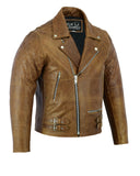 Men's Classic Distressed Brown Leather Marlon Brando Jacket Biker Motorbike Motorcycle Vintage