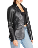 Women's Black Sheep Leather Slim Fit Blazer Jacket