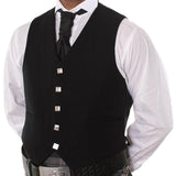 Men's BLACK Handmade Scottish Argyle kilt Jacket & Waistcoat/Vest Wedding Dress