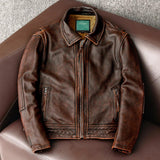 Mens Antique Brown Distressed Leather Jacket Biker Style Real Leather Jacket