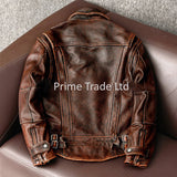 Mens Antique Brown Distressed Leather Jacket Biker Style Real Leather Jacket