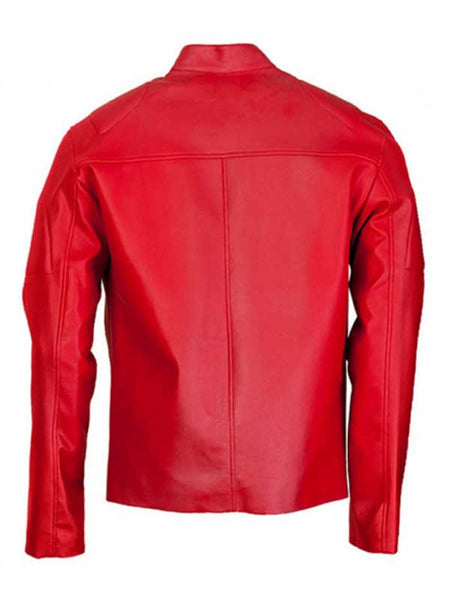 Men's Cafe Racer Slim Fit Red Leather Jacket