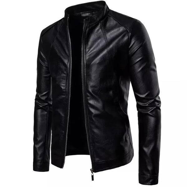 Men's Slim Fit Black Leather Biker Jacket