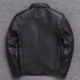 MENS BLACK FASHION SHEEP LEATHER CLASSIC COLLARED SLIM FIT JACKET