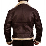 Men's RAF B3 Bomber Ginger Aviator Real Leather Jacket Sheep Skin Pilot Flying Black Winter Coat