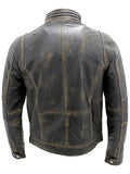 Men's Black Vintage Distressed Moto Brando Real Leather Jacket