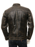 Men's Real Leather Vintage Black Distressed Biker Jacket