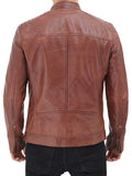 Men's Distressed Brown Cafe Racer Leather Jacket