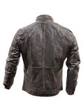 Men's Slim Fit Vintage Black Distressed Cafe Racer Jacket