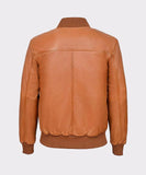 MENS 70'S RETRO REAL LEATHER BOMBER JACKET BLACK AND TAN JACKET