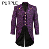 Men's Fashion Brocade Gothic Morning Jacket Tailcoat Steampunk Victorian Jacket