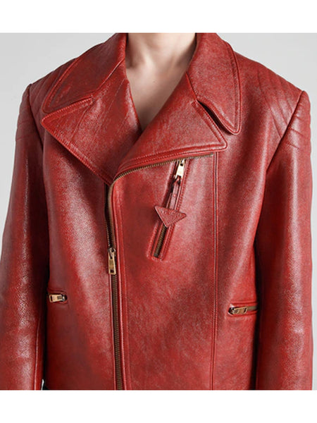 Men's Cafe Racer Red Biker Leather Jacket