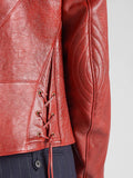 Men's Cafe Racer Red Biker Leather Jacket