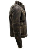 Men's Black Vintage Distressed Moto Brando Real Leather Jacket