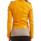 Women's Biker Yellow Leather Jacket