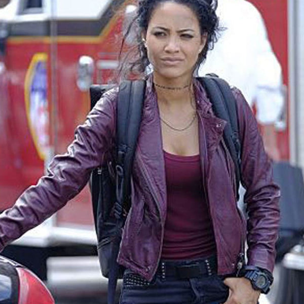 Biker MacGyver Riley Davis Purple Leather Jacket