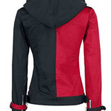 Womens Black And Red Harley Quin Leather Jacket