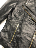 Ladies Women's Black Slim Fit Biker Lambskin Leather Moto Real Leather Jacket