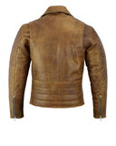 Men's Classic Distressed Brown Leather Marlon Brando Jacket Biker Motorbike Motorcycle Vintage