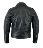 Men's Brando Vintage Motorcycle Biker Black Real Leather Motorbike Jacket Black