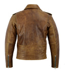 Mens Brando Vintage Motorcycle Distressed Brown Biker Black Real Leather Motorbike Jacket