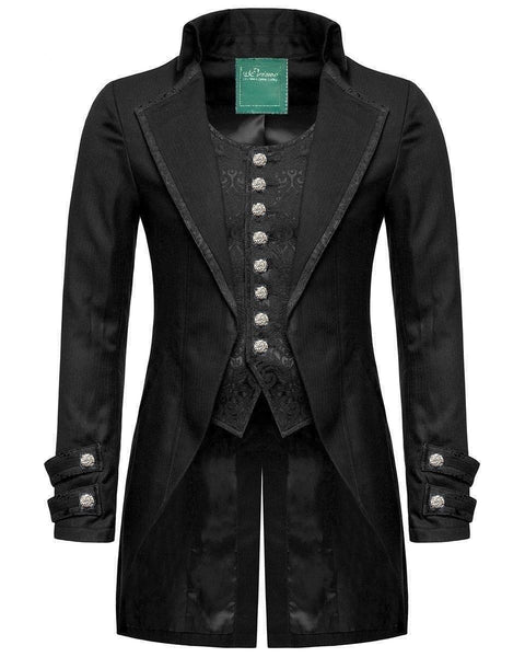 Men's Fashion Gothic Morning Jacket Tailcoat Black Steampunk Victorian Jacket