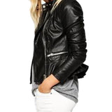 Women's Asymmetrical Black Sheep Leather Biker Jacket