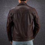 Men's Vintage Brown Distressed Leather Jacket Biker Style Real Leather Jacket