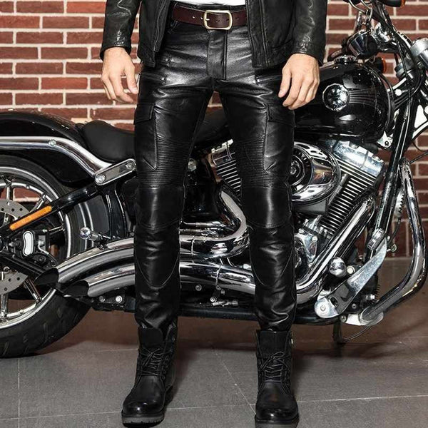 Men's Real Leather Genuine Sheep Leather Party Pants Slim Fit Real Leather  Pant