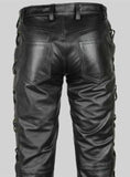 Men's Leather Side Laces Pants high Quality Cowhide Plain Leather Killer Pants