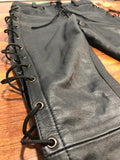 Men's Leather Side Laces Pants high Quality Cowhide Plain Leather Killer Pants