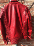 MENS GENUINE LEATHER JACKET WAXED VINTAGE  RED DIAMOND QUILTED SLIM FIT JACKET