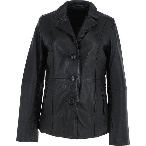 Women's Black Sheep Leather Slim Fit Blazer Jacket