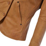 Women's Vintage Brown Sheep Leather Slim Fit Blazer Jacket