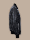 MENS 70'S RETRO REAL LEATHER BOMBER JACKET BLACK AND TAN JACKET