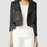 Lucy Hale Biker Black Leather Jacket