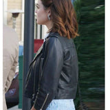 Lucy Hale Biker Black Leather Jacket