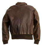 Aviator A-2 Real Cowhide Distressed Leather Bomber Flight Jacket Vintage Brown