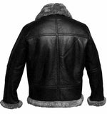 Men's RAF Bomber Ginger Aviator Real Leather Jacket Sheep Skin Pilot Flying Black Winter Coat