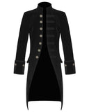 Men's Steampunk Vintage Black Tailcoat Gothic Jacket Velvet Victorian Frock Coat