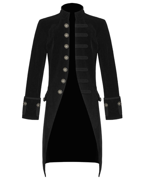 Men's Steampunk Vintage Black Tailcoat Gothic Jacket Velvet Victorian Frock Coat