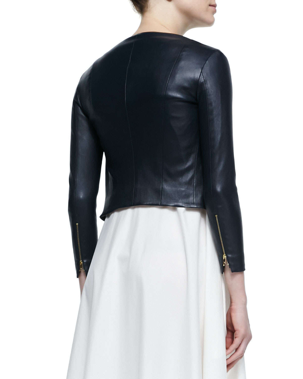 Women Cropped Jacket Open Shrug Bolero Evening Blouse Coat Lambskin Leather  5650 (US 4 / UK 8) Black : : Clothing, Shoes & Accessories