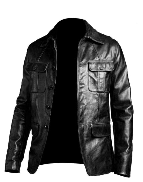 Blazer Coat Biker Black Motorcycle Bomber Men's Vintage Top Real Leather Jacket