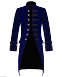 Men's Steampunk Vintage Blue Tailcoat Gothic Jacket Velvet Victorian Frock Coat