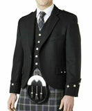 Men's BLACK Handmade Scottish Argyle kilt Jacket & Waistcoat/Vest Wedding Dress