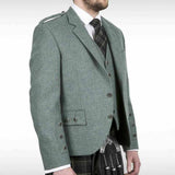 LOVAT GREEN Scottish Argyle Kilt Jacket & Vest Pure Wool Men's Wedding Jacket