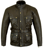 MENS VINTAGE MOTORCYCLE BELSTAFF STYLE REAL LEATHER BIKER DARK BROWN COAT/JACKET