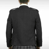 Scottish Argyle Kilt Jacket & Vest Charcoal Grey Pure Wool Men's Wedding Jacket